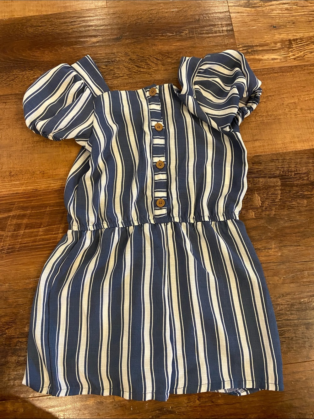 Kensie Girl Navy and White Striped Button-Front Romper